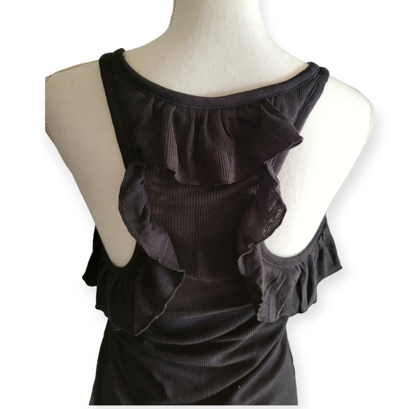 Chaser Black Rib Ruffle Back Racer Tank - Picture 4 of 6
